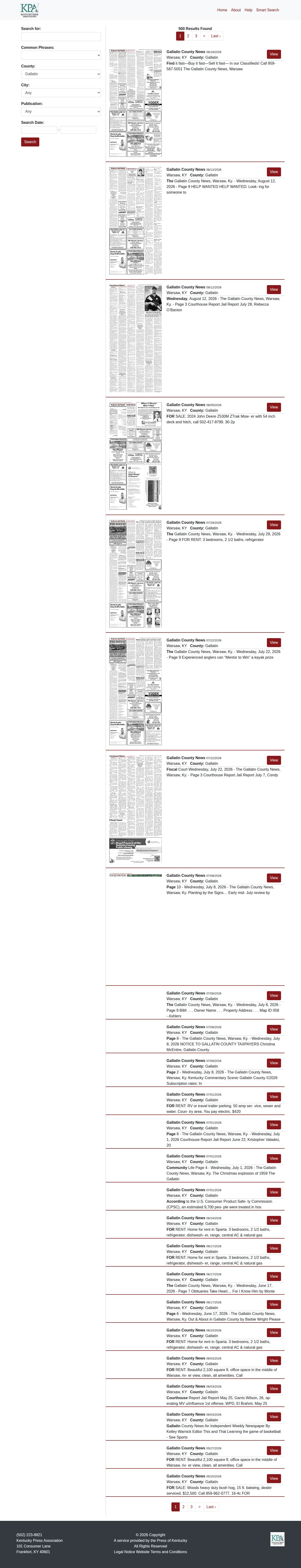 Gallatin County News public-notice archive for crime and court reports
